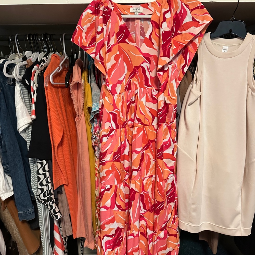 Umgee Pink and Orange Patterned Dress